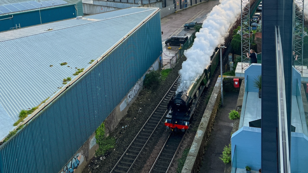 The Flying Scotsman passing the Observatory, Grand Banks